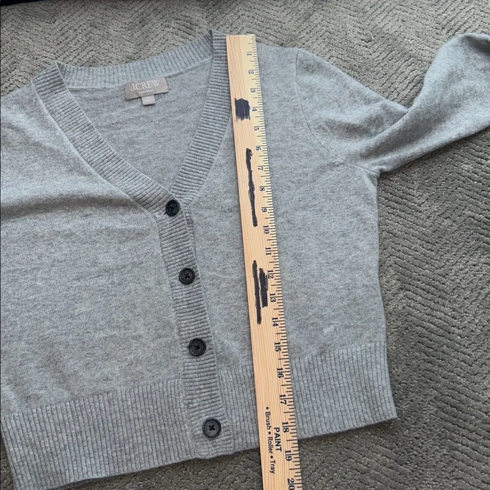 J.Crew Cashmere Cardigan Womens Small Gray Cropped Button Front